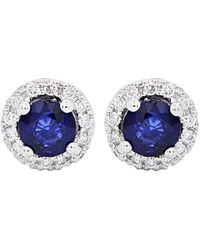 Diana M. Jewels - Fine Jewelry 14k 0.88 Ct. Tw. Diamond & Sapphire Studs - Lyst