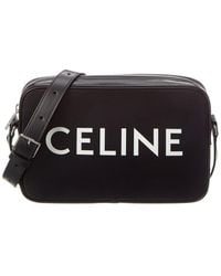 Celine - Logo Medium Leather Messenger Bag - Lyst