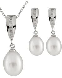 Splendid - Silver 8-9mm Freshwater Pearl Earrings & Necklace Set - Lyst