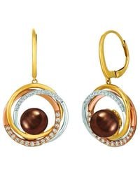 Le Vian - Le Vian Chocolate Pearls Tri-tone 0.44 Ct. Tw. Diamond & 10mm Pearl Earrings - Lyst