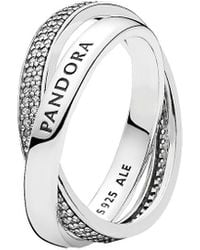PANDORA - Silver Cz Promise Ring - Lyst