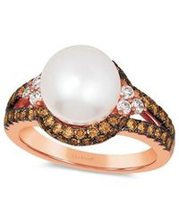 Le Vian - Le Vian 14K 0.03 Ct. Tw. Diamond & 10.5Mm Pearl Eternity Ring - Lyst
