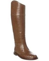 Fendi Karligraphy Croc-embossed Leather Boot - Brown
