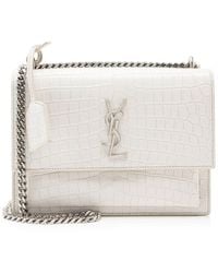 Saint Laurent - Croc-Embossed Leather Croc Embossed Leather Monogram Sunset Medium Shoulder Bag (Authentic Pre-Loved) - Lyst
