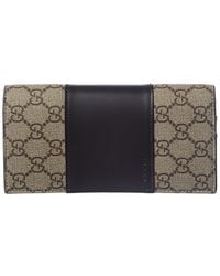 Gucci - GG Supreme Canvas & Leather Wallet - Lyst