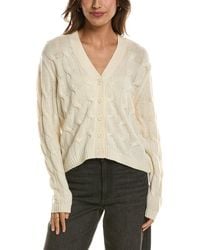 Forte - Cable V-neck Wool & Cashmere-blend Cardigan - Lyst