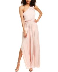halston heritage satin and organza tiered degradé gown
