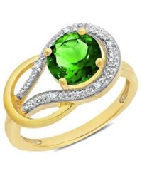 MaxColor - 10k 1.60 Ct. Tw. Diamond & Lab-grown Emerald Eternity Ring - Lyst