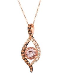 Le Vian - Le Vian 14k Rose Gold 2.02 Ct. Tw. Diamond & Morganite Pendant Necklace - Lyst