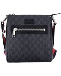 Gucci - Black GG Coated Canvas Web Strap Front Zip Messenger Bag Small (authentic Pre-loved) - Lyst