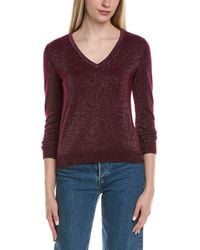 Sofiacashmere - Lurex V-Neck Wool & Cashmere-Blend Sweater - Lyst