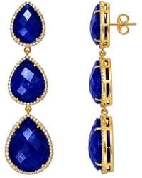 Liv Oliver - 18K Plated 75.20 Ct. Tw. Sapphire Cz Earrings - Lyst