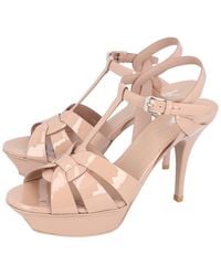 Saint Laurent - Calfskin Leather Tribute Platform Sandal (Authentic Pre- Loved) - Lyst