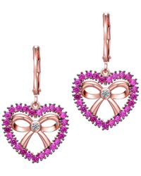 Rachel Glauber - 18k Rose Gold Plated Cz Hearts Earrings - Lyst
