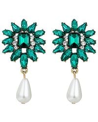 Eye Candy LA - Green Leaf Cz Crystal Dangle Earring - Lyst