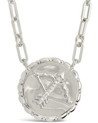 Sterling Forever - Rhodium Plated Cz Bold Link Sagittarius Zodiac Necklace - Lyst