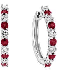 Diana M. Jewels - Fine Jewelry 14k 1.35 Ct. Tw. Diamond & Ruby Hoops - Lyst