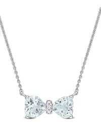Rina Limor - 10k 0.71 Ct. Tw. Diamond & Aquamarine Bow Necklace - Lyst