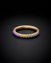 Italian Gold Over Silver - 18K Italian Vermeil 0.12 Ct. Tw. Diamond Enamel Ring - Lyst