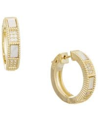 Juvell - 18K Plated Pearl Cz Hoop Earrings - Lyst