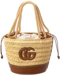 Gucci - Gg Mini Leather-Trim Bucket Bag - Lyst