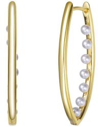 Rachel Glauber - 14k Plated 3mm Faux Pearl Hoops - Lyst