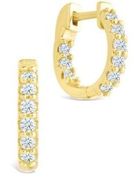 Sterling Forever - 14k Over Silver Cz Constance Studded Statement Hoop Earrings - Lyst