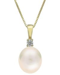Pearls - Imperial 14K 0.12 Ct. Tw. Diamond 10-11Mm South Sea Pearl Pendant Necklace - Lyst