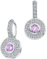 Rachel Glauber - Rhodium Plated Cz Dangle Earrings - Lyst