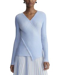 Lafayette 148 New York - Printed Wrapped Front V-Neck Silk-Blend Sweater - Lyst