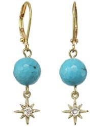 Rachel Reinhardt Jewelry - 14k Over Silver Turquoise Cz Star Drop Earrings - Lyst