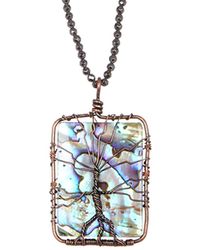 Eye Candy LA - Wire Wrapped Tree Abalone Stone Pendant Necklace - Lyst