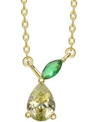 Rachel Glauber - 14K Plated Cz Drop Necklace - Lyst