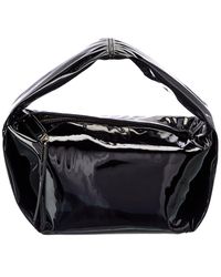 Dolce & Gabbana Branded Tag Patent Hobo Bag - Black