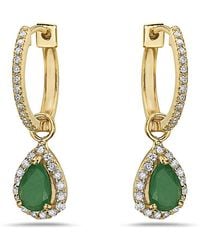 Forever Creations USA Inc. - Signature Collection 14K 1.06 Ct. Tw. Diamond & Emerald Mini Huggie Hoops - Lyst