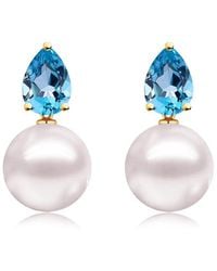 Kai Fine Jewelry - 14K 1.00 Ct. Tw. Topaz & 8-9Mm Pearl Drop Earrings - Lyst