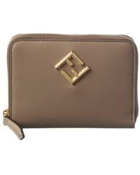 Fendi - Ff Diamonds Leather Zip Around Medium Wallet - Lyst