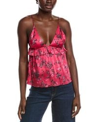 Ganni - Printed Satin Strap Top - Lyst