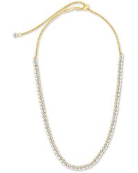 Sterling Forever - 14k Plated Cz Brette Adjustable Tennis Necklace - Lyst