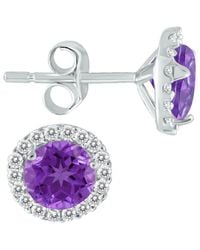 Gemstones - 14k 1.01 Ct. Tw. Diamond & Amethyst Earrings - Lyst