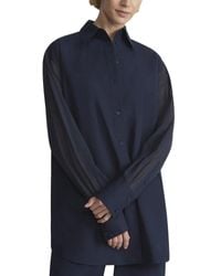 Lafayette 148 New York - Sheer Sleeve Oversized Shirt - Lyst