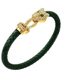 jean claude - Leather & Stainless Steel Cz Bracelet - Lyst