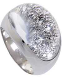 Cartier Vintage Myst De 18k White Gold With Diamond Pave Rock Crystal Bombe Ring - Metallic
