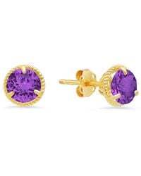 MaxColor - 14k 1.30 Ct. Tw. Amethyst Halo Studs - Lyst