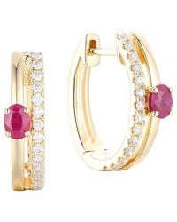 Gregg Ruth - 14K 0.73 Ct. Tw. Diamond & Ruby Huggie Earring - Lyst