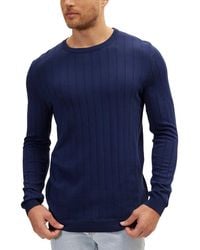 Ron Tomson - Slip-Stitch Crew Neck Long Sleeve Sweater - Lyst