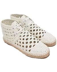 Celine - Leather Woven Lace-Up Espadrille Bootie (Authentic Pre-Loved) - Lyst