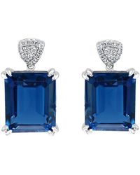 Effy Fine Jewelry - 14K 13.89 Ct. Tw. Diamond & London Topaz Earrings - Lyst