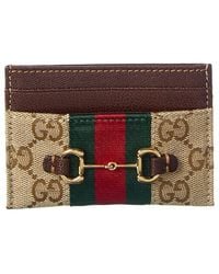 Gucci - Horsebit Web Gg Canvas & Leather Card Case - Lyst