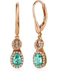 Le Vian - Le Vian 14k Rose Gold 1.27 Ct. Tw. Diamond & Blue Zircon Dangle Earrings - Lyst
